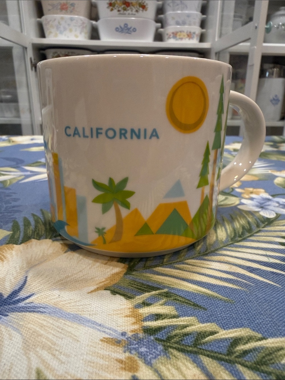 Starbucks California Ceramic Mug in White, Yellow & Green
